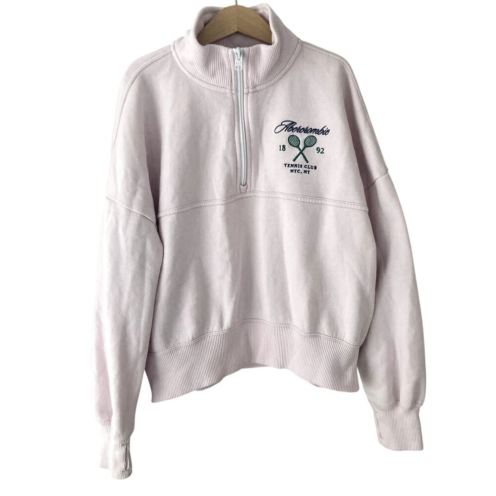 Abercombie Kids Tennis Club Quarter-Zip Sweatshirt Pink 11/12